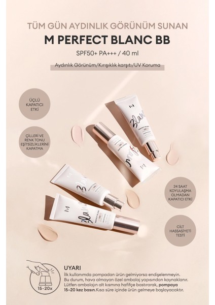 Aydınlatıcı&Ton Eşitleyici Çok Fonksiyonlu BB Krem M Perfect Blanc BB Cream SPF50+/PA++++ 21/Vanilla fiyatları