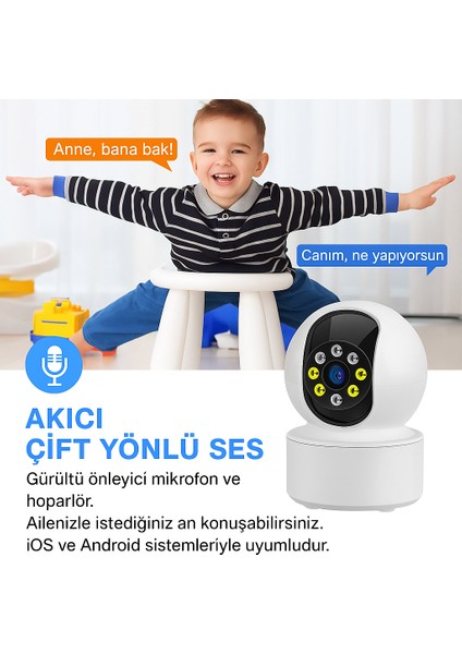 5g Destekli Akıllı Güvenlik Kamerası 360° Döner, Gece Görüşlü, Çift Yönlü Konuşma- Cmr- 23