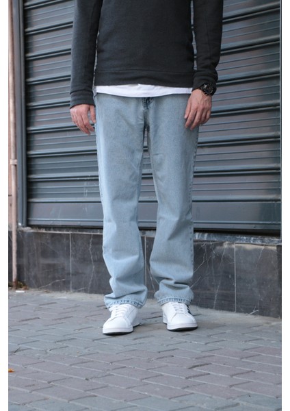 Erkek Baggy Bol Kesim Pantolon Yıkamalı Şık ve Modern