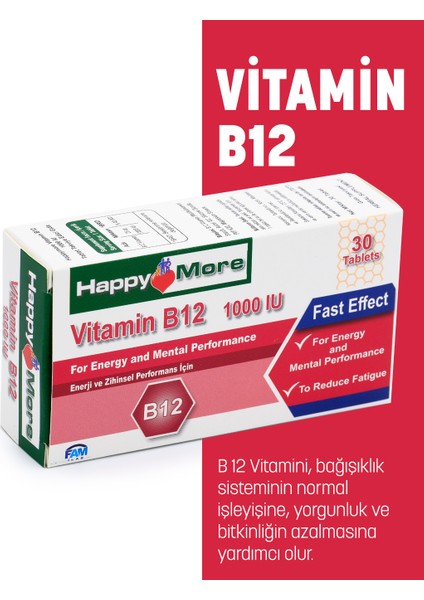 Happymore 1000 Mcg Vitamin B12 Içeren 30 Tablet indirimleri