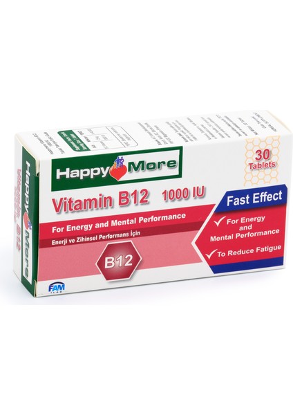 Happymore 1000 Mcg Vitamin B12 Içeren 30 Tablet