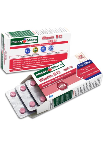 Happymore 1000 Mcg Vitamin B12 Içeren 30 Tablet