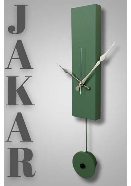 Yeşil Metal Dekoratif Sarkaçlı Sessiz Duvar Saati