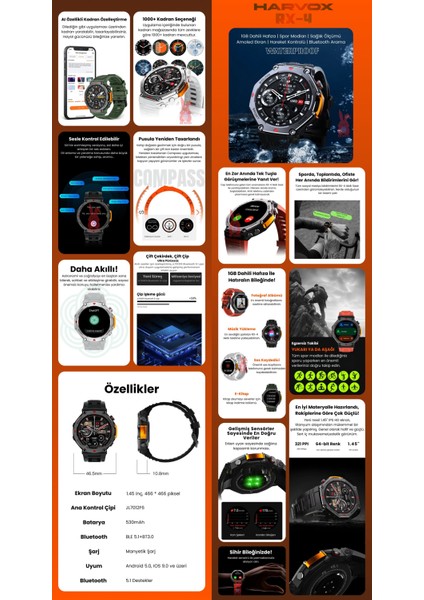 Poco X4 Pro Uyumlu Su Geçirmez Akıllı Saat Uzun Sarj Süresi fırsatları