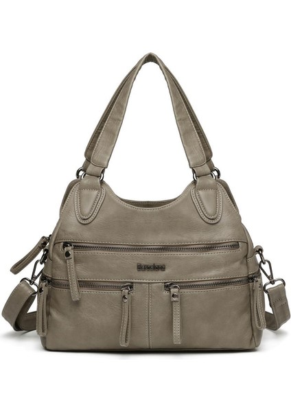 Yıkama Deri Omuz Askılı Kadın Çantası 21K Barcelona 1932