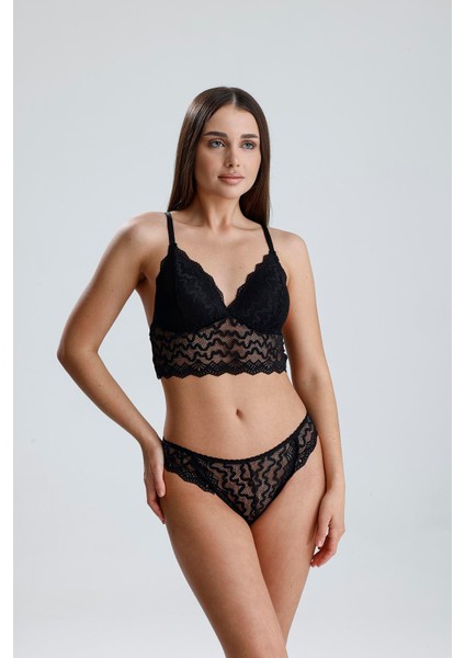 Dantelli Bralet Sütyen Takım | Siyah 809