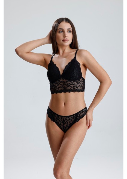 Dantelli Bralet Sütyen Takım | Siyah 809