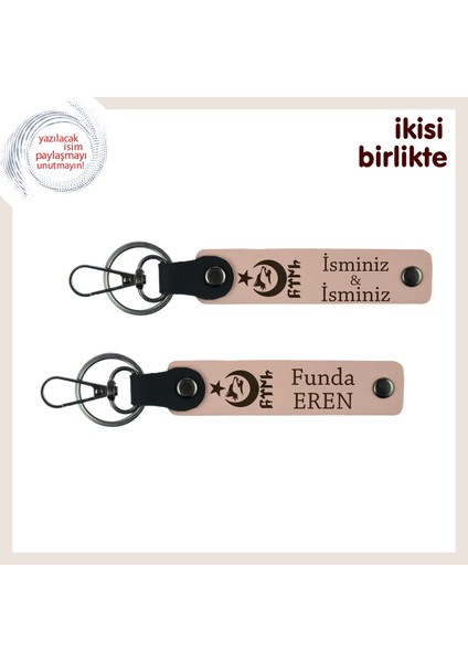 Şirket Çalışanlarına Hediye, Ayyıldız Kurt Göktürk Desenli Kişisel Anahtarlık Set, Yavru Ağzı-Y Ağzı