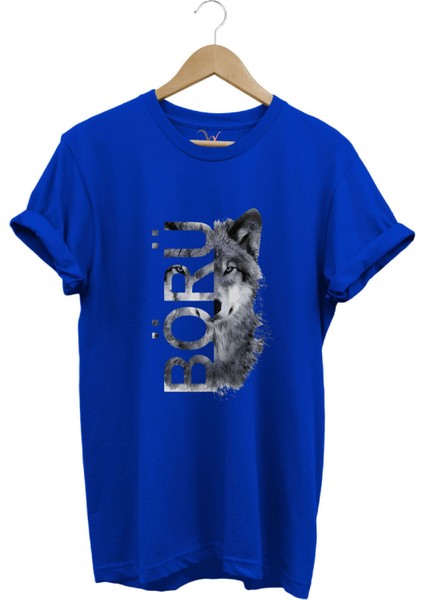 Türkiye Bozkurt Börü Yazısı ve Kurt Baskılı %100 Pamuk Regular Fit Bisiklet Yaka Premium T-Shirt