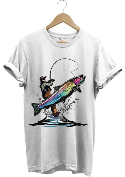 Olta ile Balıkçılık Fishing Balık Avcılığı Alabalık Turna Avcılığı Regular Fit %100 Pamuk Tişört