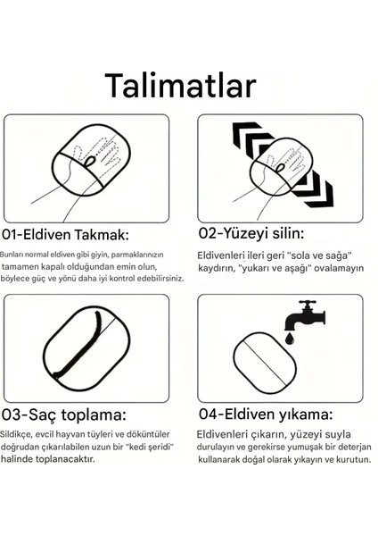Çift Taraflı Statik Kedi Köpek Tüy Temizleme Eldiveni Giysiler, Mobilyalar ,halılar Için