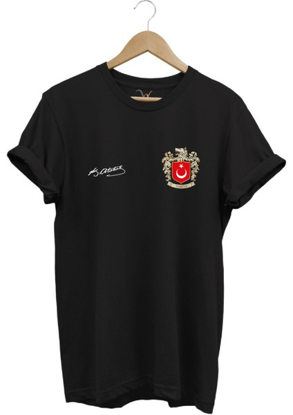 Atatürk Imza Türk Bozkurt Baskılı Bozkurt Sembolü Türkiye ve Türk Bayrağı Kurt Regular Fit T-Shirt