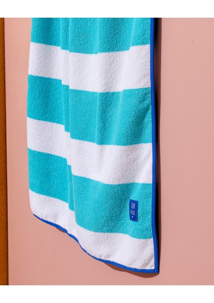 Biasse %100 Pamuk Plaj Havlusu - Beyaz/turkuaz - 70X150 cm fiyatları
