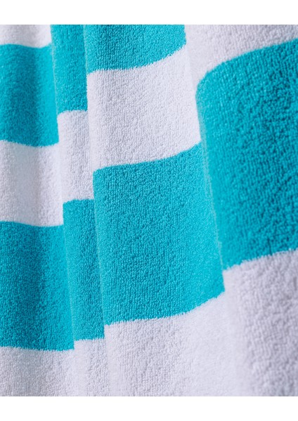 Biasse %100 Pamuk Plaj Havlusu - Beyaz/turkuaz - 70X150 cm indirimleri