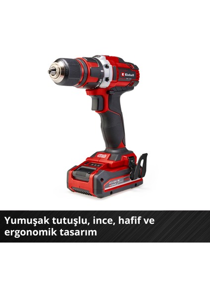 Akülü Vidalama TE-CD 18/40 Li-Solo Power X-Change (Lityum-iyon, 18 V, 40 Nm maks. 21 kademeli tork, 2 vitesli şanzıman, delme + vidalama, hız kontrolü, LED aydınlatma) - 4513925