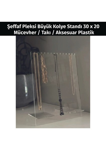 Şeffaf Pleksi Büyük Kolye Standı 30 x 20 Mücevher / Takı / Aksesuar Plastik