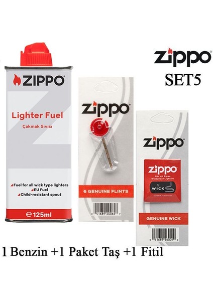 Çakmak Benzin + Taş + Fitil Seti
