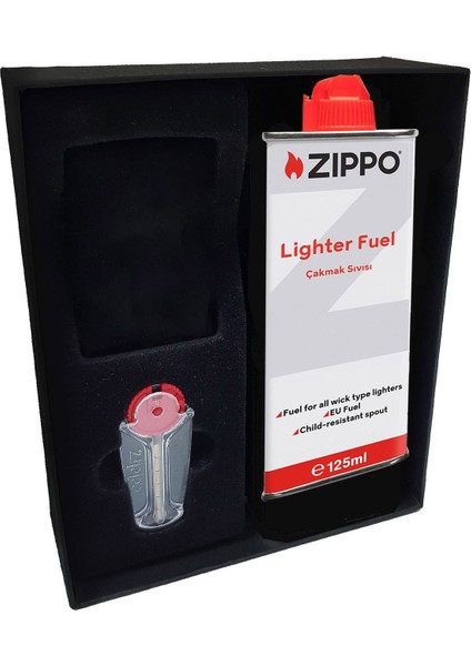Çakmak İkmal Seti Rüzgar Geçirmez Metal Alaşım 125 ml Benzinli Hediye Seçeneği