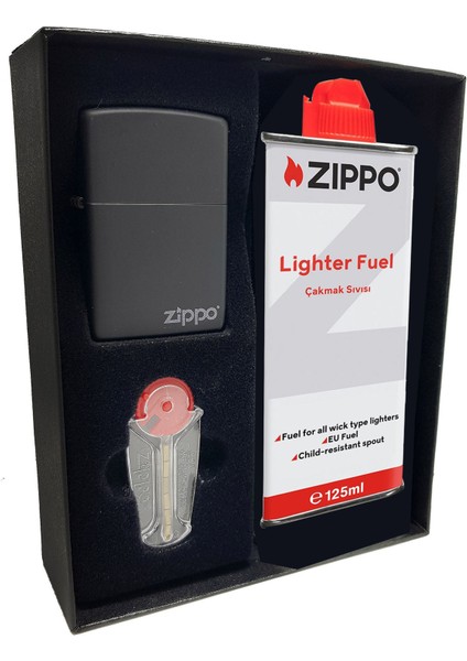 Çakmak Mat Siyah Kutu Benzin Taş Set DU10-067277