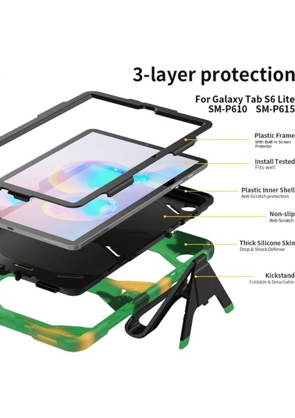 Samsung Galaxy P610 Tab S6 Lite 10.4 Kılıf Griffin Tablet Kapak - Kamuflaj Drstr indirimleri