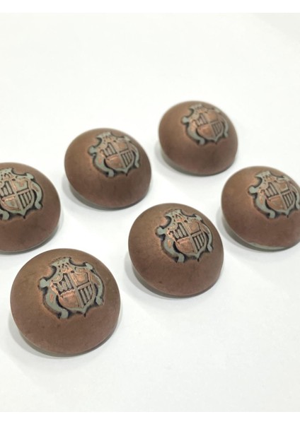 Bombeli Eskitme Italyan Düğme /2,2 cm / 6 Lı Set