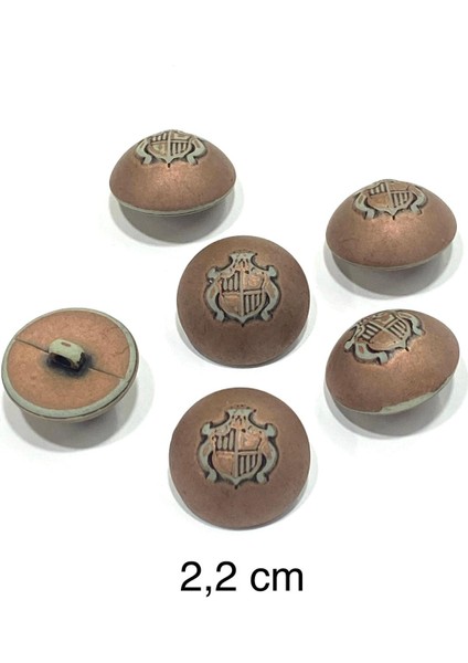 Bombeli Eskitme Italyan Düğme /2,2 cm / 6 Lı Set