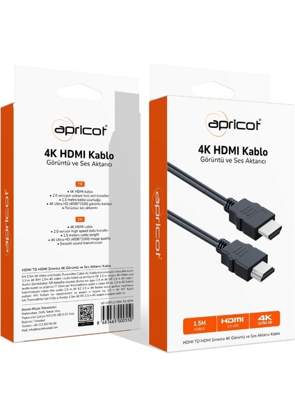 Ap-Hdp1.5 HDMI To HDMI 1.5 Metre 4K Kutulu HDMI Kablo