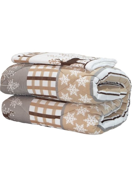 Comforter Yorgan Set Deer Bej Çift Kişilik 220X240 cm