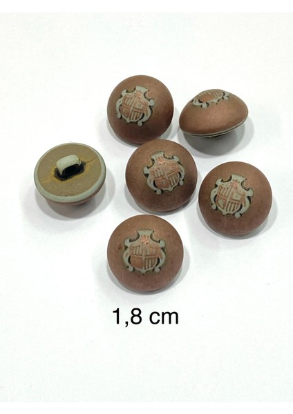 Bombeli Eskitme Italyan Düğme /1,8 cm / 6 Lı Set