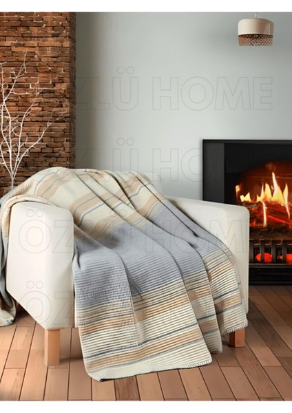 Çift Kişilik 4 Mevsim Pamuklu Battaniye Pike Gri