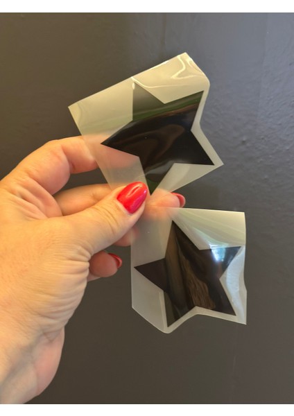 2 Adet Ütü Ile Yapışan Siyah Yıldız Transfer Baskı Arma 6x6 cm