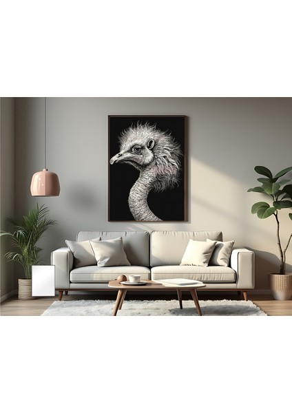 Metal Çerçeveli Gerçek Camlı Tablo Devekuşu fiyatları