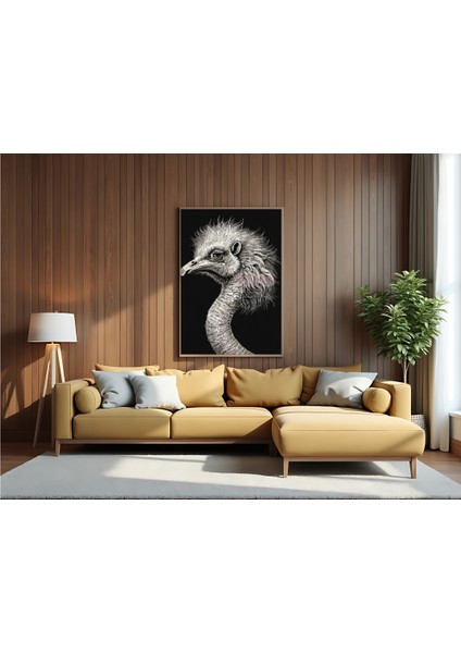 Metal Çerçeveli Gerçek Camlı Tablo Devekuşu modelleri