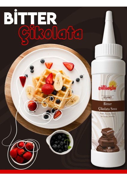 Bitter Çikolata Sos - Waffle& Krep& Pankek& Tatlı& Dondurma& Kruvasan& San Sebastian Sos - 300 Gr.
