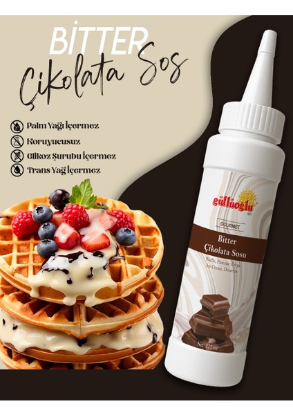 Bitter Çikolata Sos - Waffle& Krep& Pankek& Tatlı& Dondurma& Kruvasan& San Sebastian Sos - 300 Gr.