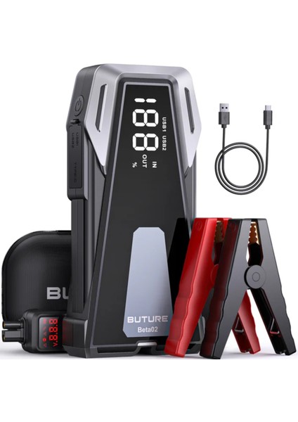 BETA02 2500A 21800mah Taşınabilir Akü Takviye Kiti (Çanta + Led Lamba + Powerbank)