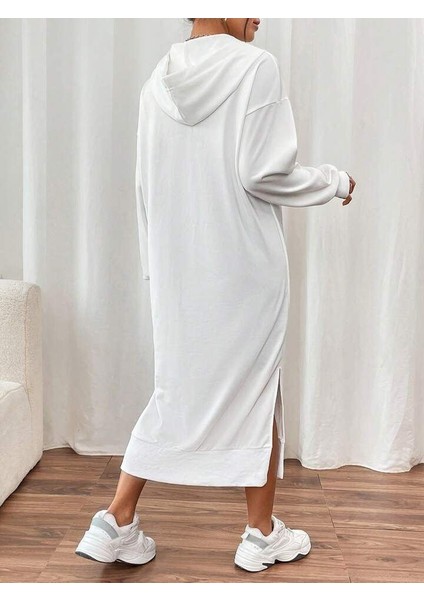 Kadın Uzun Kollu Kapüşonlu Yakası Açık Modal Elbise modelleri