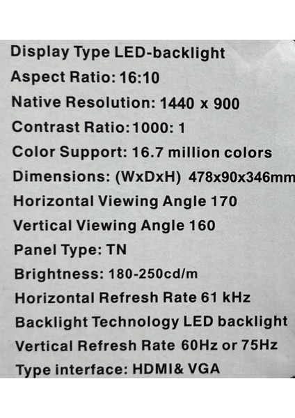 Teknoloji Caddesi Uniywell UNW-M19 Hd Ready LED Monitör