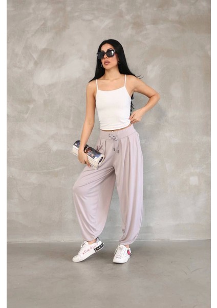 Osy Modal Yumuşak Dokulu Kumaş Şalvar Pantalon - Bej