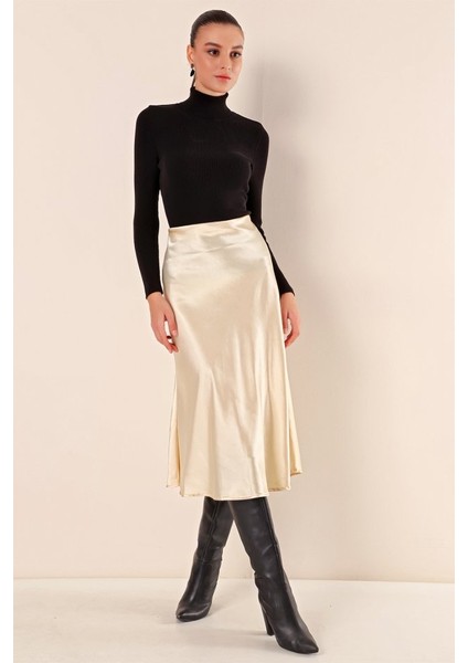 15806 Saten Etek - Krem