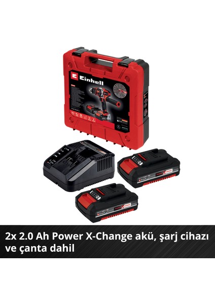 Akülü Darbeli Vidalama TE-CD 18/48 Li-i Kit Power X-Change (18 V, 48 Nm, darbeli delme fonksiyonu, 13 mm mandren, 2 vites, çanta, 2x 2,0 Ah akü + şarj cihazı dahildir) - 4513935