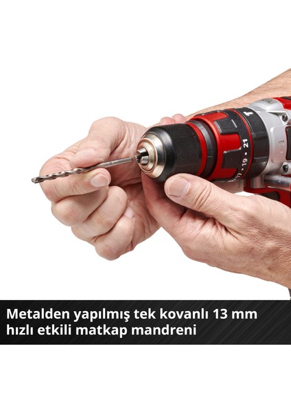 Akülü Darbeli Vidalama TE-CD 18/48 Li-i Kit Power X-Change (18 V, 48 Nm, darbeli delme fonksiyonu, 13 mm mandren, 2 vites, çanta, 2x 2,0 Ah akü + şarj cihazı dahildir) - 4513935
