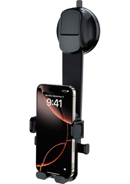 Lkh-41 Vantuzlu Araç Içi Telefon Tutucu | 360° Döner Başlık | Tek Tuşla Sabitleme | Ön Cam & Torpido Uyumlu