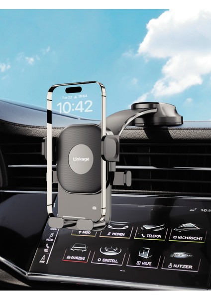 Lkh-41 Vantuzlu Araç Içi Telefon Tutucu | 360° Döner Başlık | Tek Tuşla Sabitleme | Ön Cam & Torpido Uyumlu