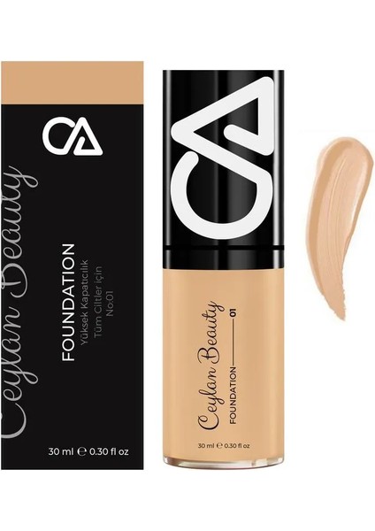 Ca Fondöten 01 Medium Ultra Kalıcılık Yüksek Kapatıcılık Nemlendirme 30ML.
