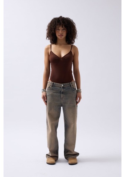 Önü Büzgülü Askılı Bodysuit indirimleri