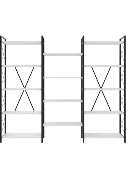Dekoratif Maxi Kitaplık Dosya Rafı Çok Amaçlı 14 Raflı Kitaplık 150 cm Beyaz