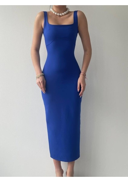 Calliope Kare Yaka Midi Boy Elbise