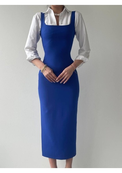 Calliope Kare Yaka Midi Boy Elbise