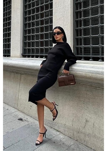 Bert Sırt Dekolteli Balon Kol Midi Triko Elbise 2820 indirimleri